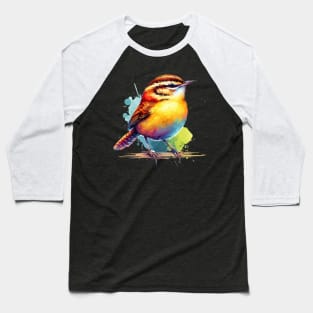 Watercolor Carolina Wren Baseball T-Shirt